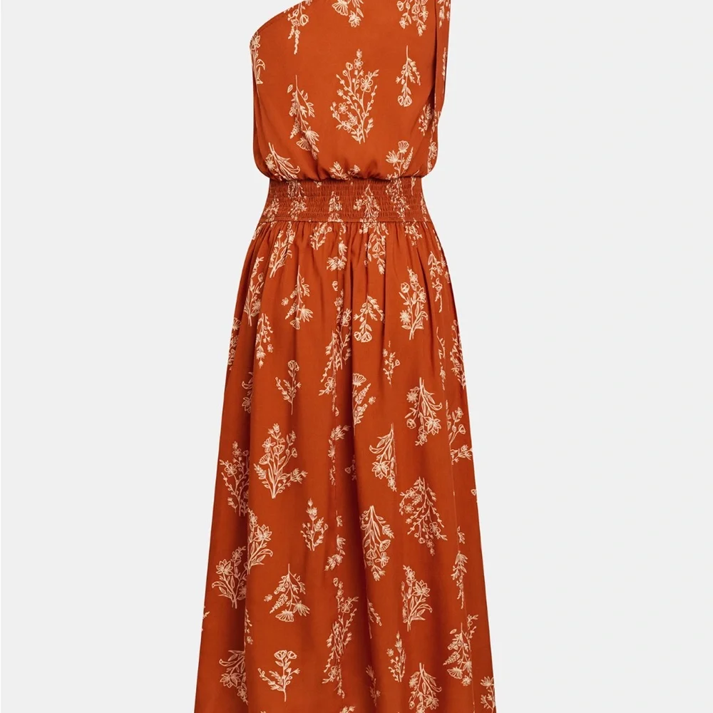 Floral One-Shoulder Dress in Orange - Picture 4 of 11